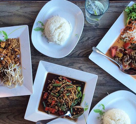 Asian food on plates
