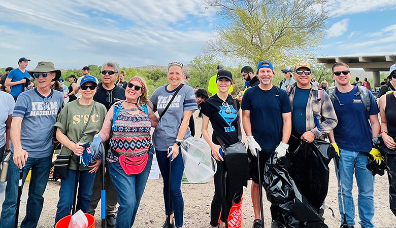 Macerich employees at a park cleanup event