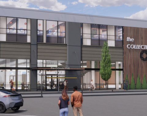 A rendering of the exterior of the offices at Washington Square