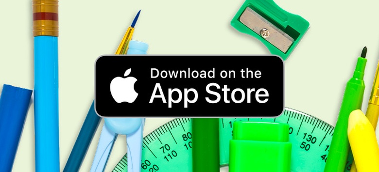 Pencil background.Download on the App Store apple logo. 