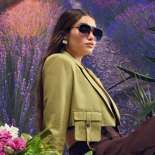 model wearing sunglasses 