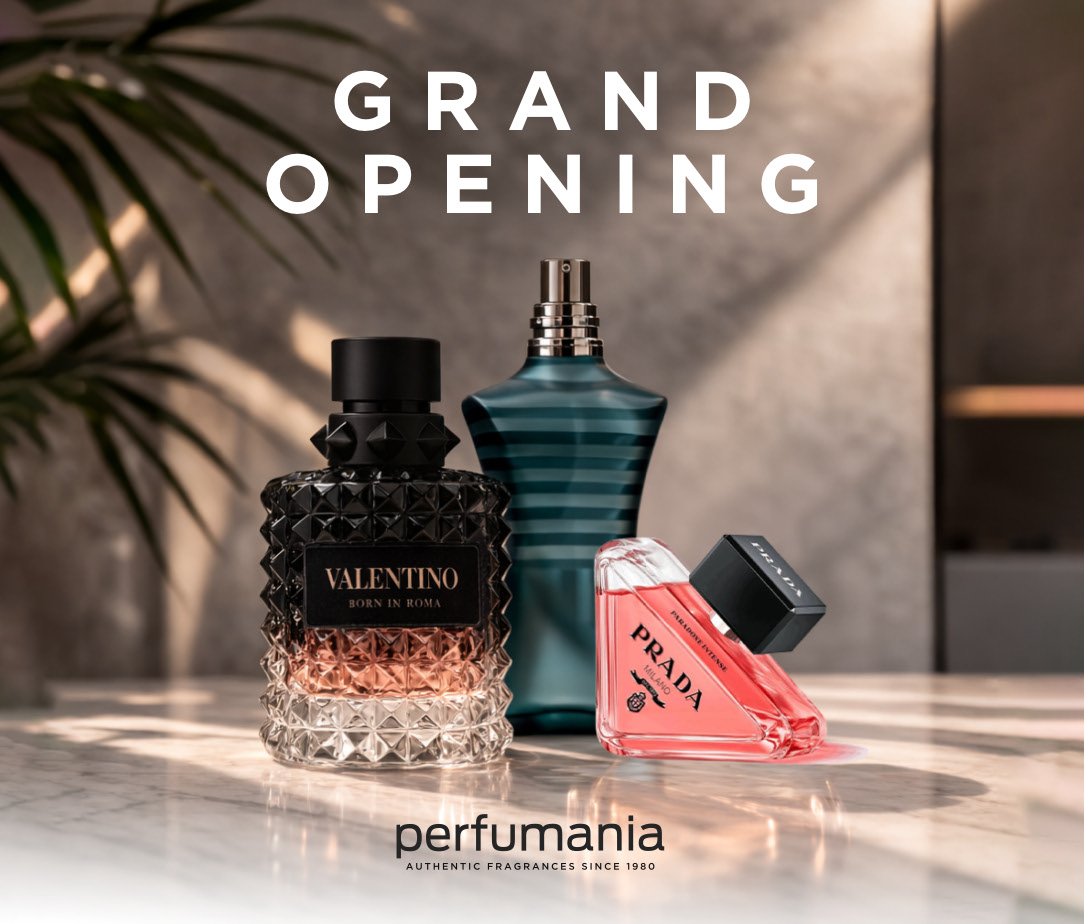 grand opening. perfumania. bottles of perfume