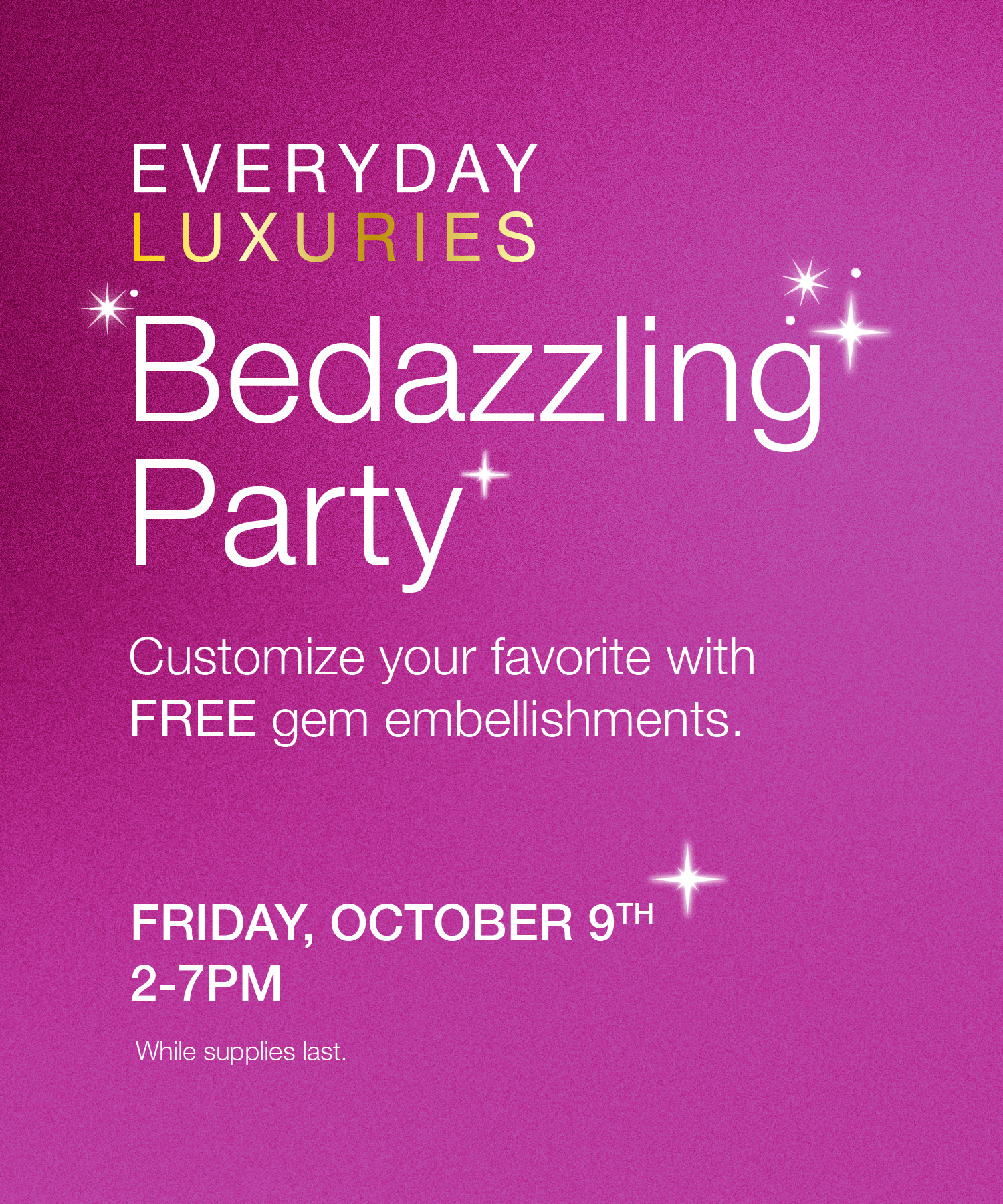 Flyer with info on the bath and body works event 
