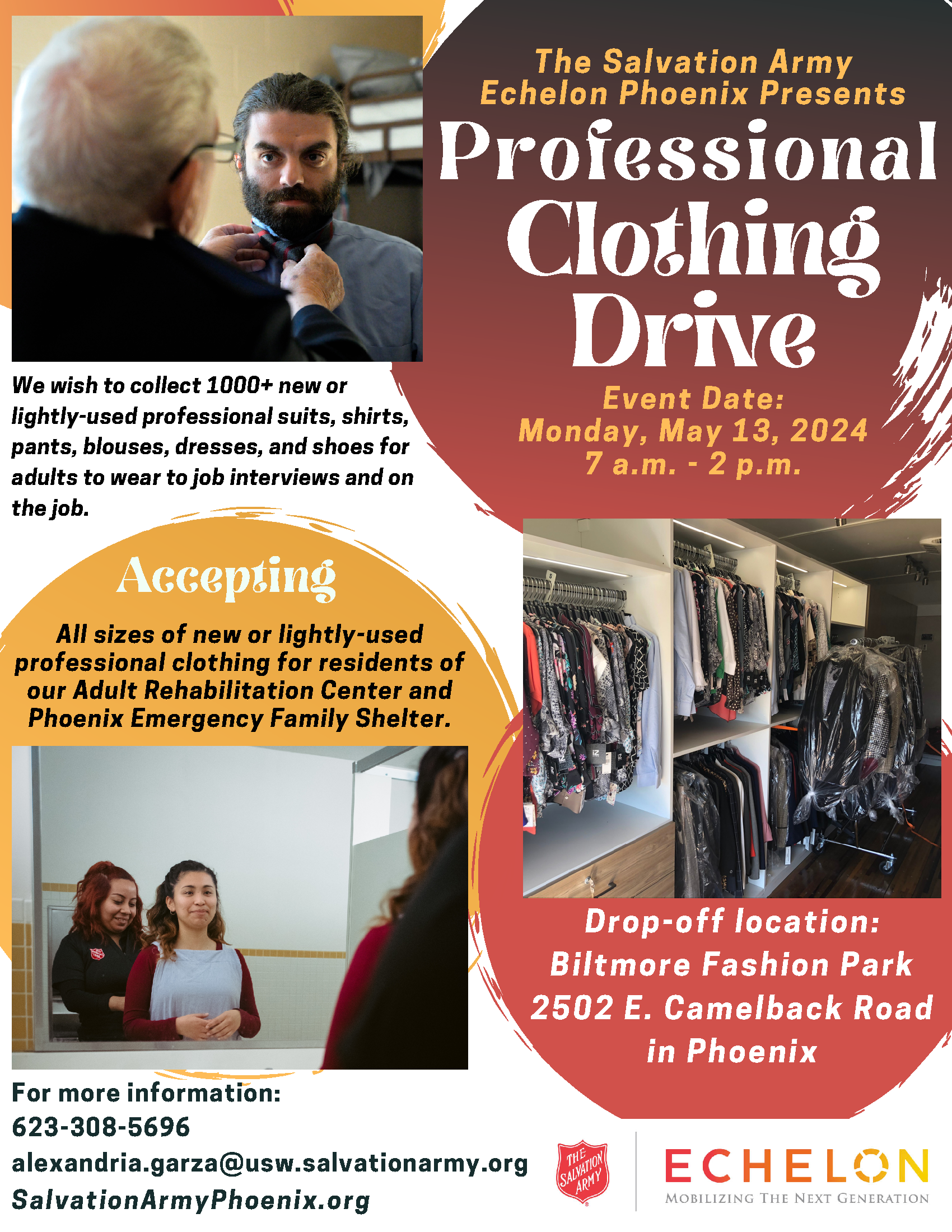 Salvation Army Professional Clothing Drive flyer.
