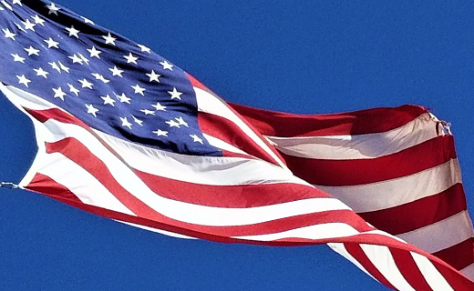 American Flag flying.