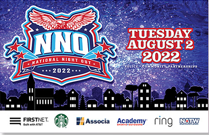 NNO - National Night Out - 2022.  Tuesday, August 2, 2022