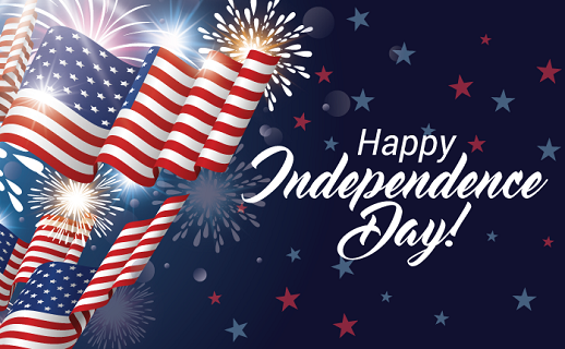 American Flag and Fire Works.