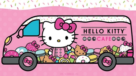 Cartoon drawing of Hello Kitty Café Truck.