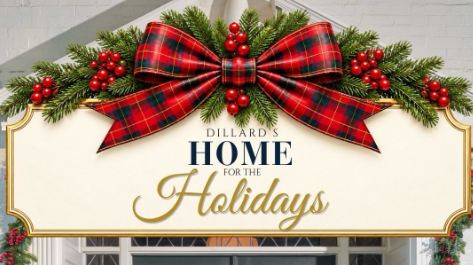 Dillard's holiday logo on a house 