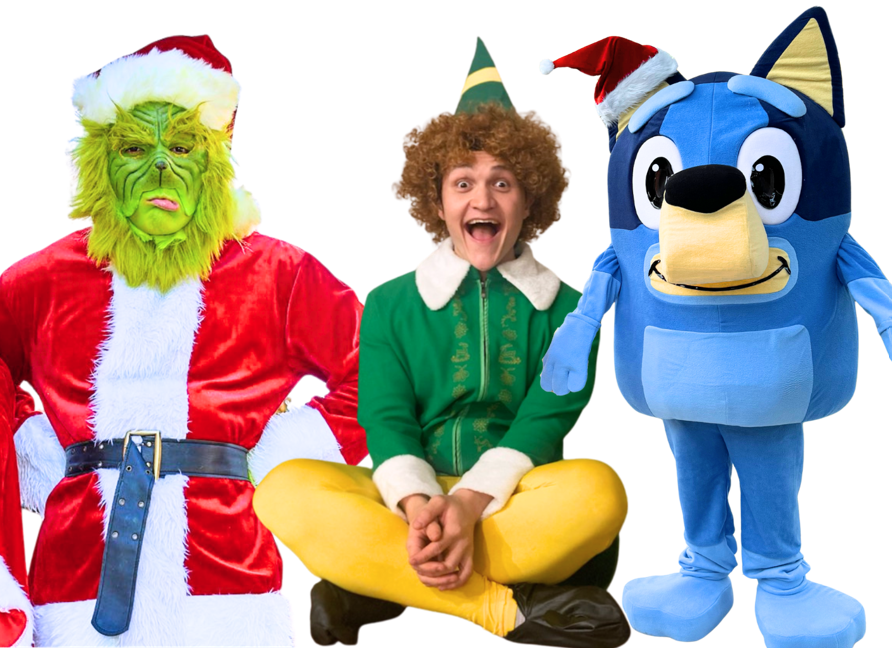 Headshot of the mean green one (December 5th), your favorite elf (December 12th) and the blue puppy December 19th). 
