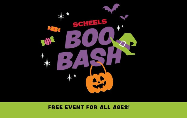halloween event image with black background, pumpkin and candy illustrations 