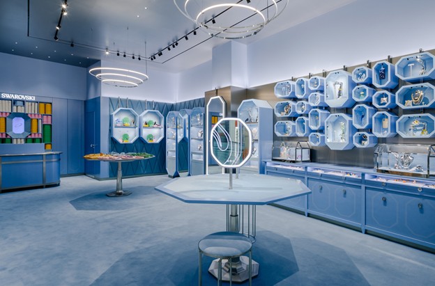 Inside of a Swarovski store. 