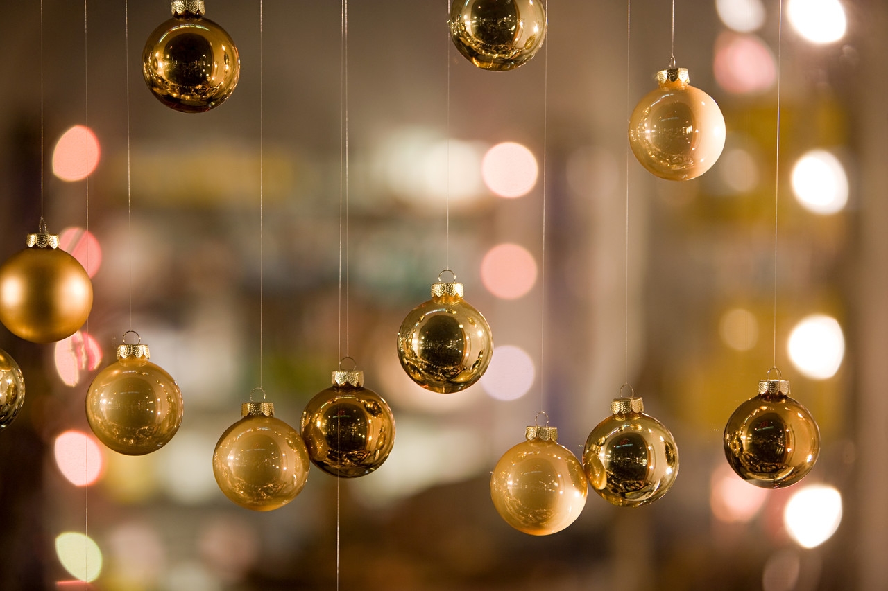 Picture of ornaments hanging.