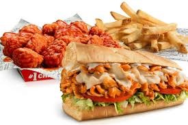 Boneless Chicken Wings, Fries, and Sandwich