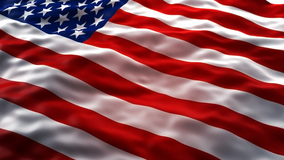Close up of a waving American flag. 