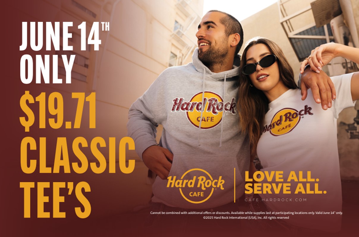 Hard Rock birthday promotion tee shirt sale