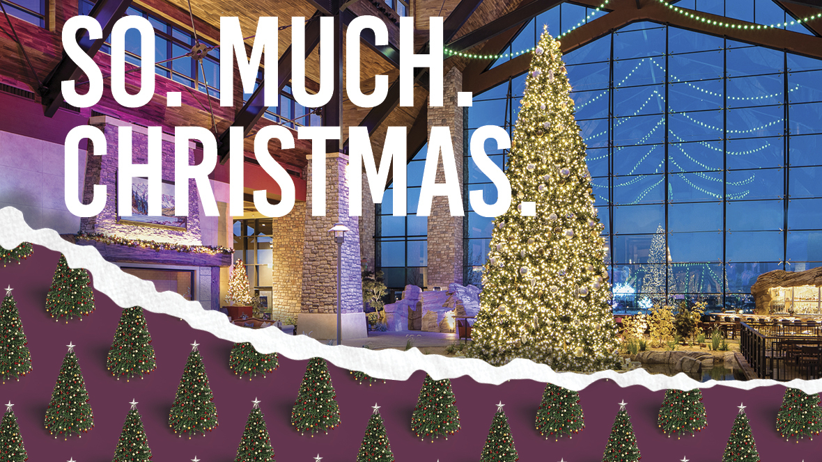 So.Much.Christmas.
View of christmas tree in middle of hotel lobby.