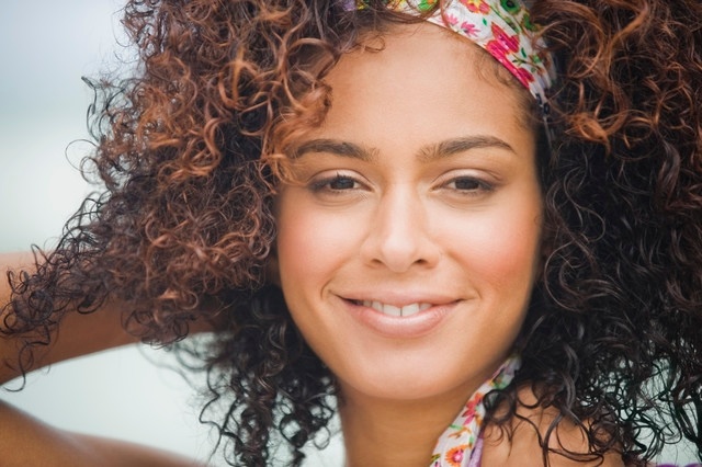 Woman with curly hair