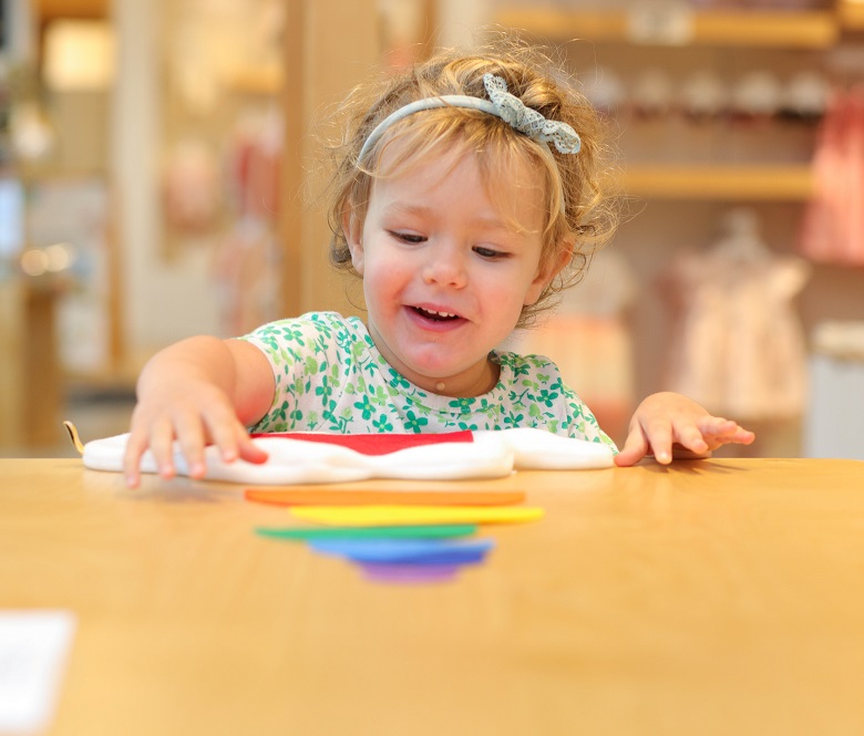 Child participating in a crafts project