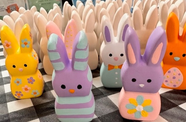 Colorfully painted ceramic peeps