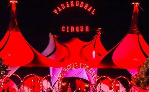 Red Circus Tent with words Paranormal Cirque