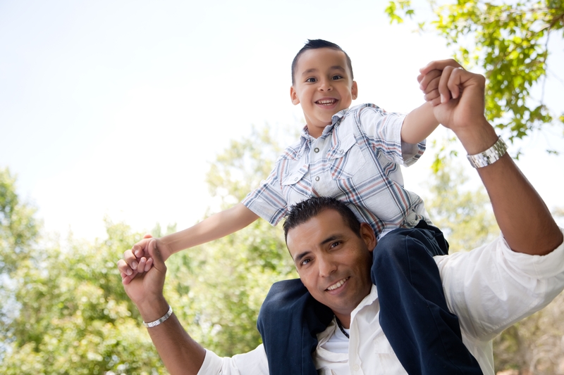 Family and son smiling