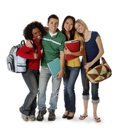 group of teenage students smiling