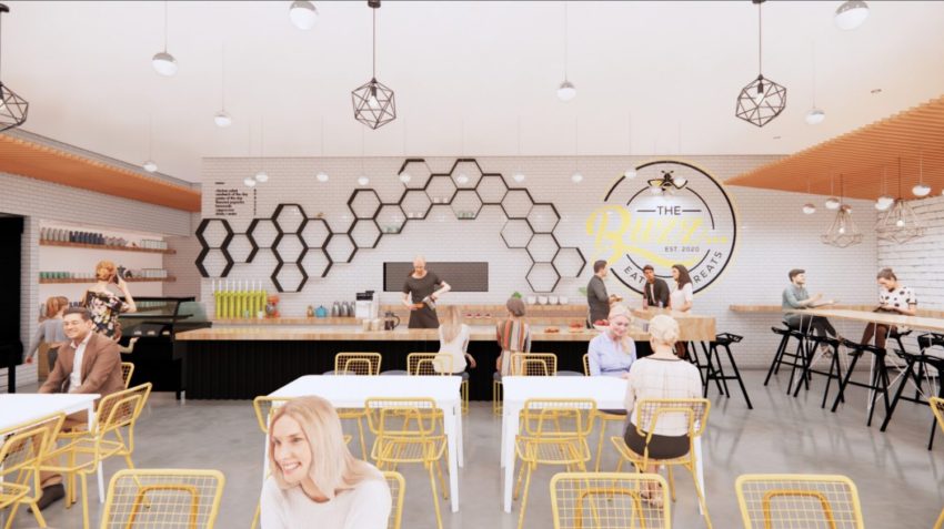 Guests eating and lounging in a restaurant