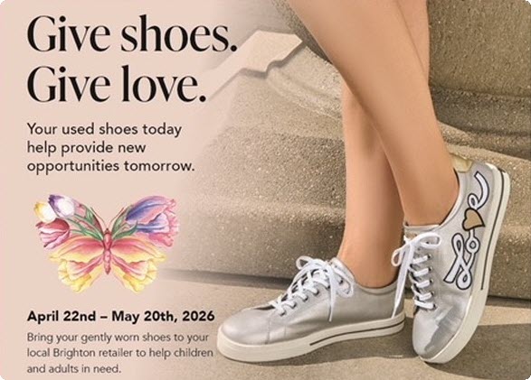 Give Shoes. Give love. your used shoes today help povide new opportunities tomorrow. Shoes with the word Love.