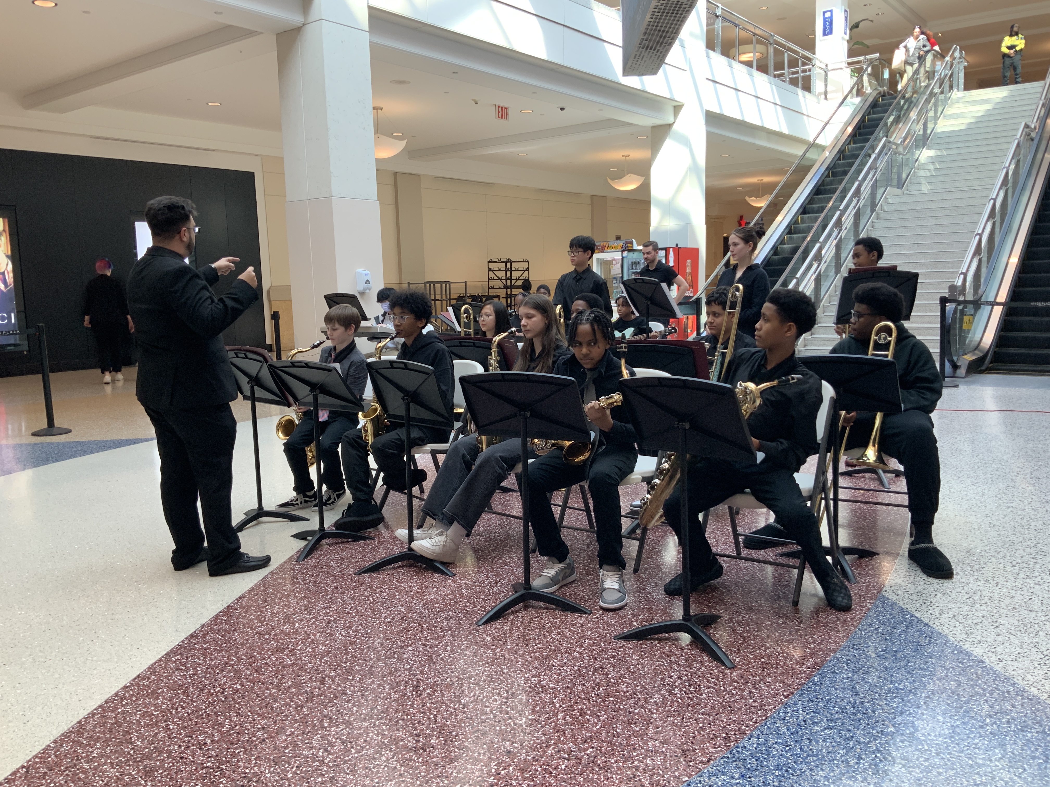 A group of students playing the saxophone.