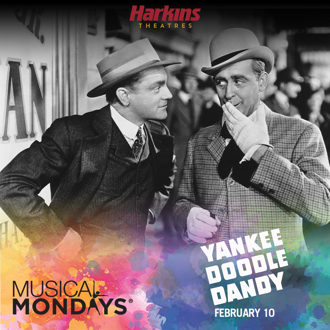Black and white photo of two men on a street with the movie title below.