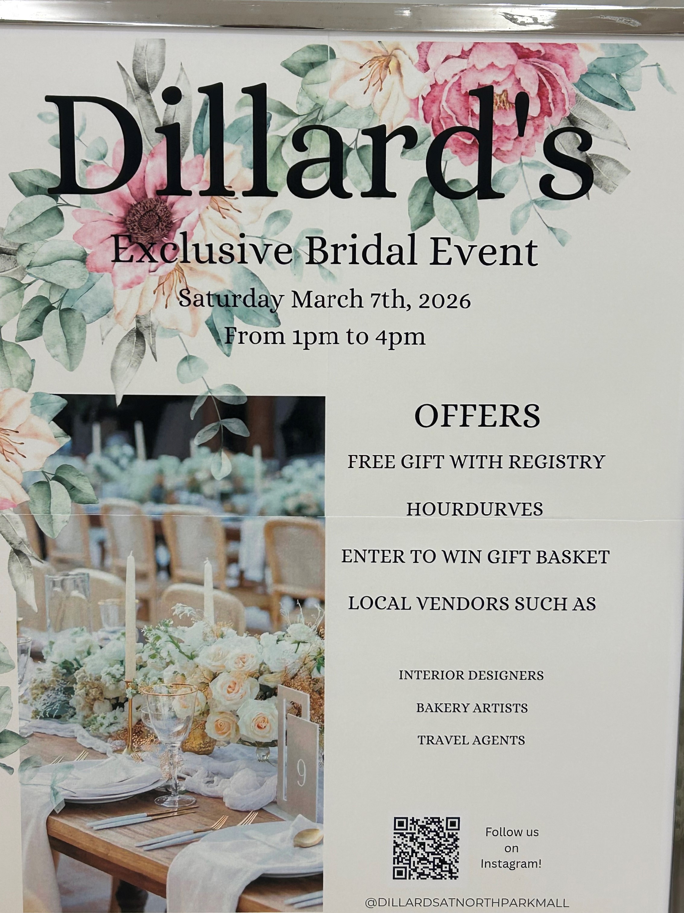 Exclusive Bridal Event

Saturday, March 7, 2026

1:00 pm to 4:00 pm

Offers 

Free Gift with Registry

Hourdurves

Enter to Win Gift Basket

Local Vendors Such As

Interior Designers
Bakery Artists
Travel Agents