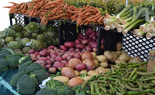 Farmers' Market vegetables on display