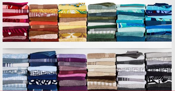 Stacks of folded colorful towels