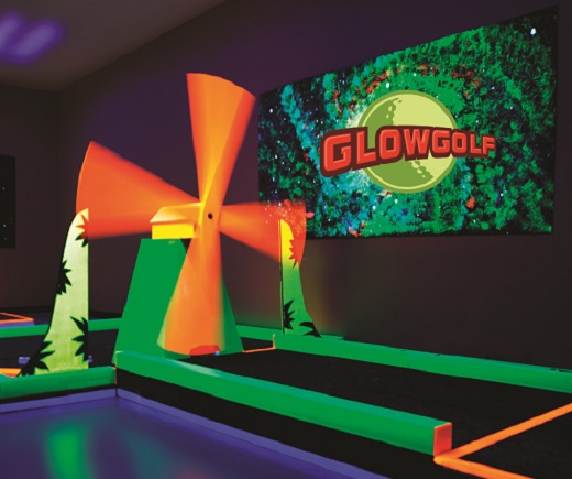 glow golf windmill and sign