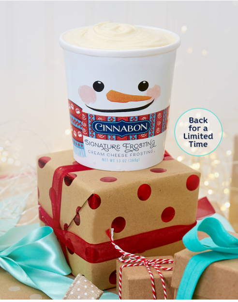 Christmas Boxes wraped with Cinnabon frosting container