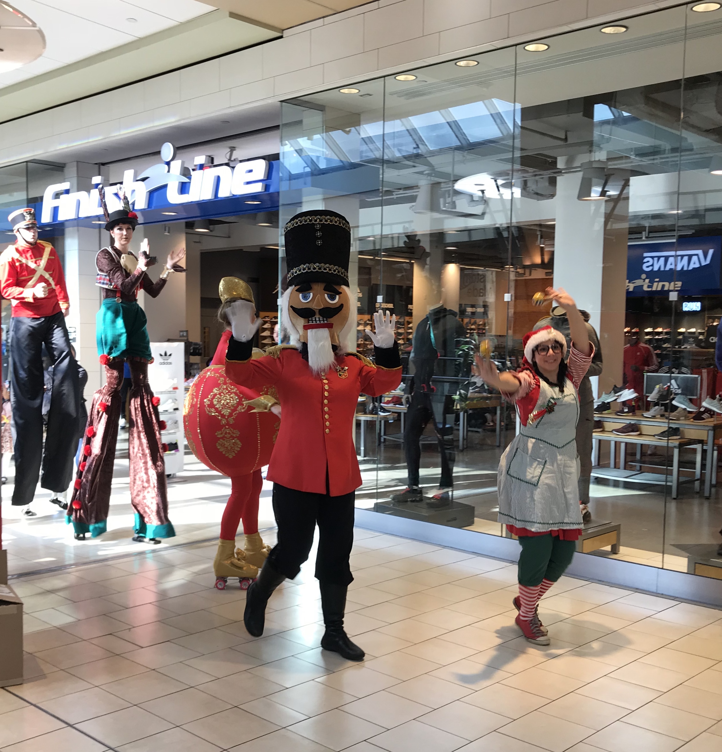 Nutcracker and friends parading around the mall