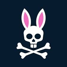 psycho bunny logo - bunny skeleton face