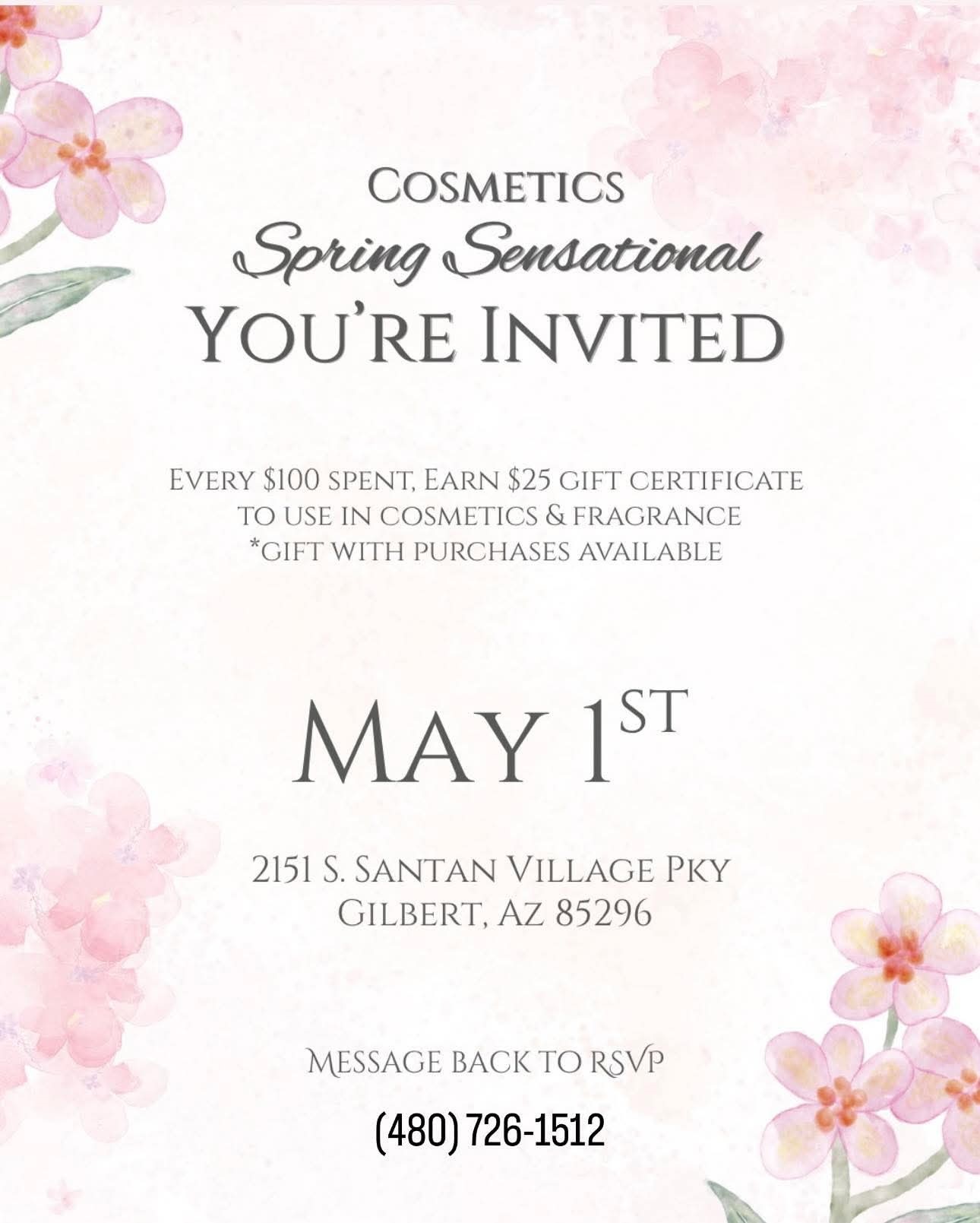 Flyer promoting the Dillard's Cosmetics Spring Sensational.