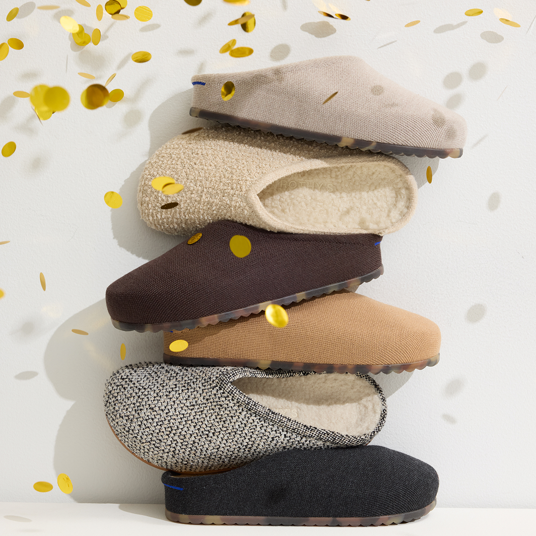 stack of clogs with confetti