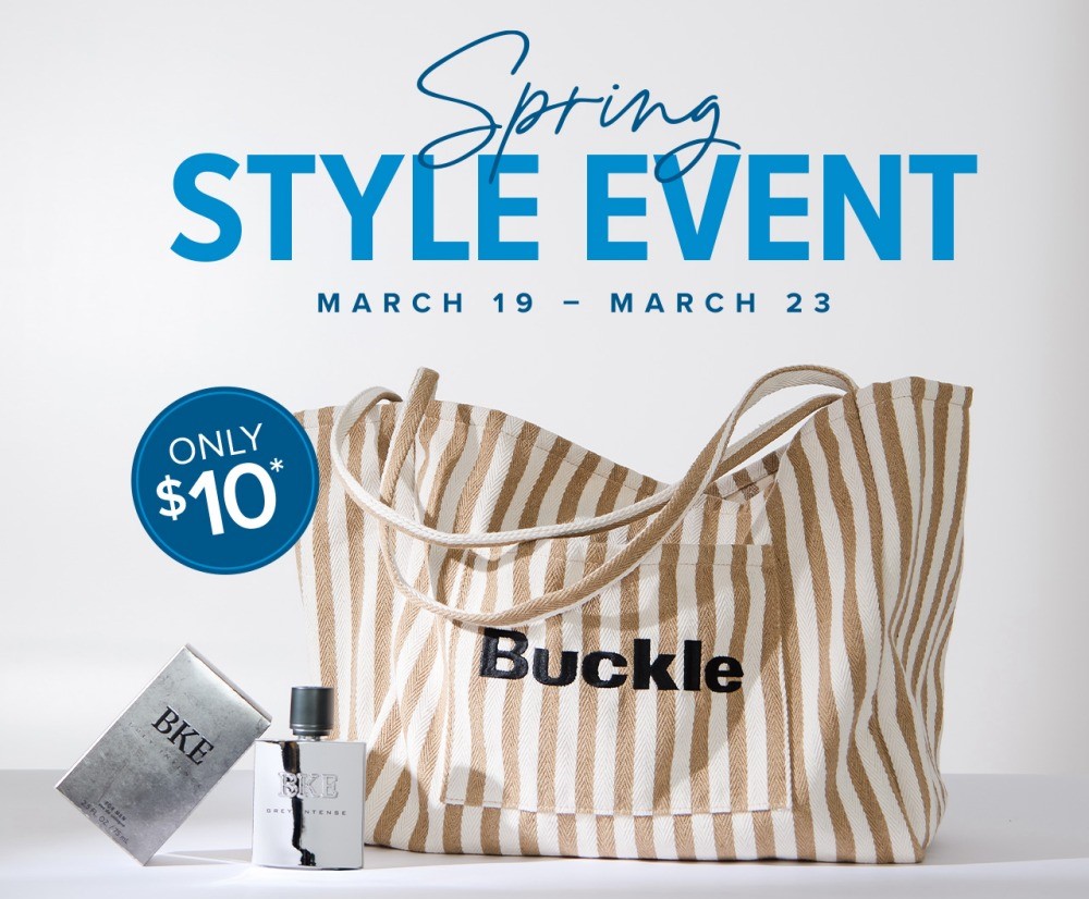 spring style event march 19-march 23. buckle tote bag with perfume 