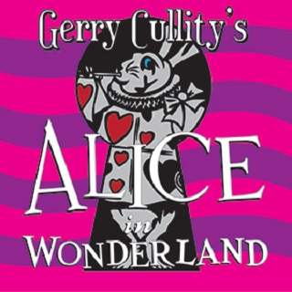 Alice In Wonderland
Bunny inside a key hole
Pink and purple stripes in background