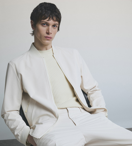 male model wearing white