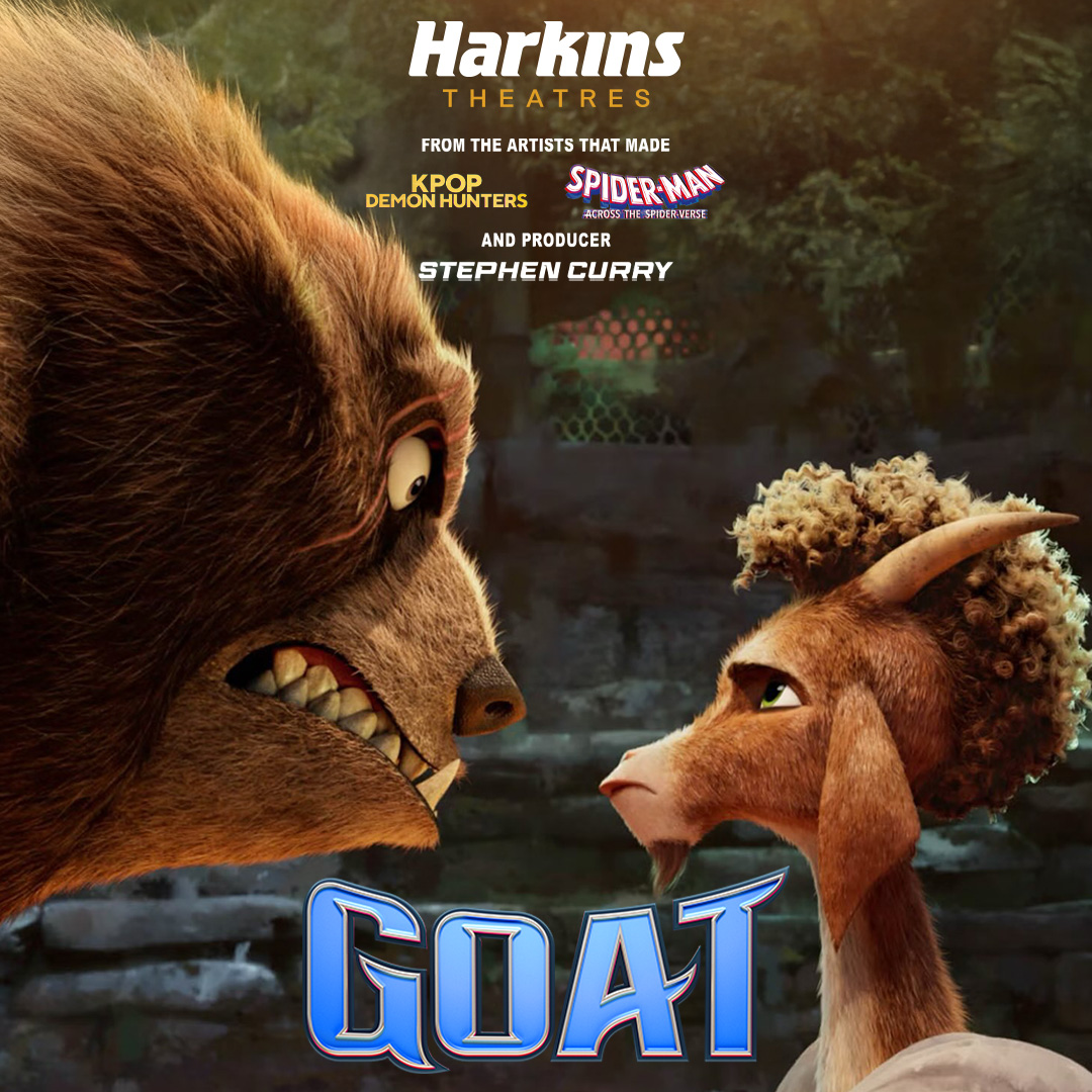 a bear and goat looking at each other 