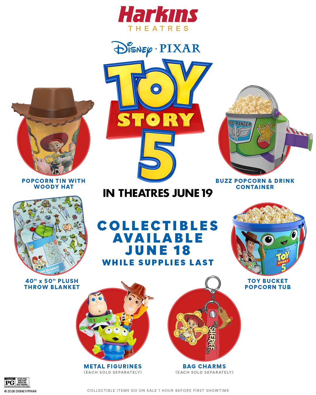 image of the gifts-cups, keychains, and popcorn bowl
