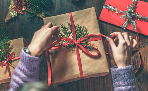 Woman wrapping a present