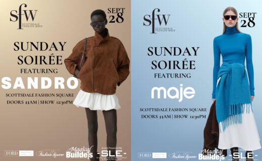 flyer promoting sandro and maje for scottsdale fashion week