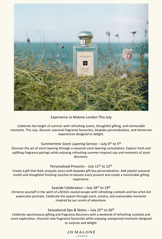 Jo Malone date for all experiences