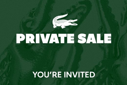 lacoste logo, private sale. you're invited