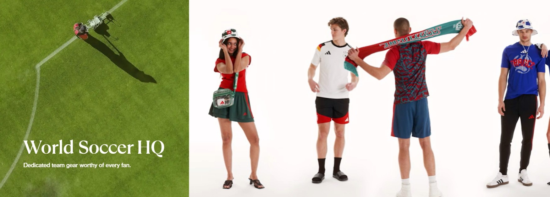 men and women wearing world soccer outfits 